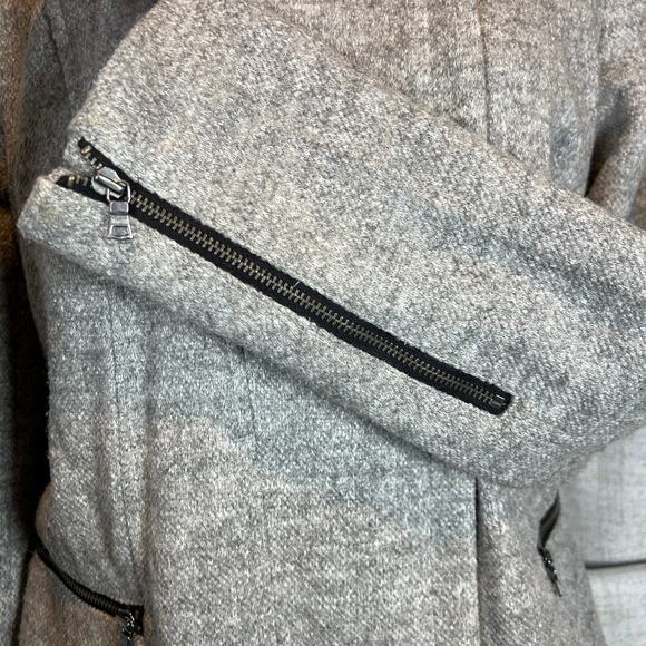 Gap Asymmetrical Zip Moto Jacket Women's M Wool Blend Mock Neck Gray Tweed - Picture 5 of 8